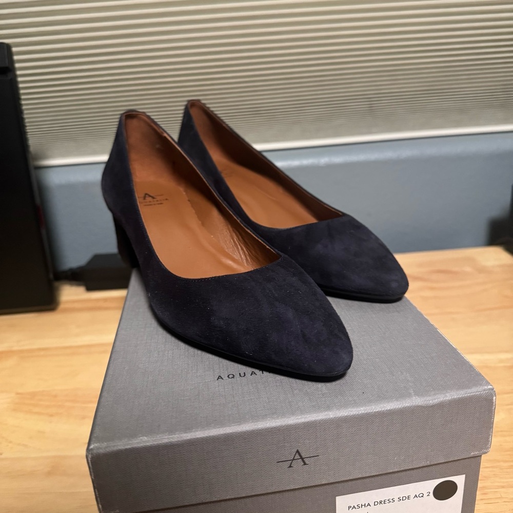 Aquatalia Navy Suede Heels